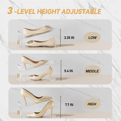 Shoe Slots Organizer for Closet, Shoe Stacker Organizer Double Layer Stack Shoe Rack, Shoe Display Shelf 50% V1258-DP02-C-625