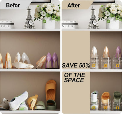 Shoe Slots Organizer for Closet, Shoe Stacker Organizer Double Layer Stack Shoe Rack, Shoe Display Shelf 50% V1258-DP02-C-625