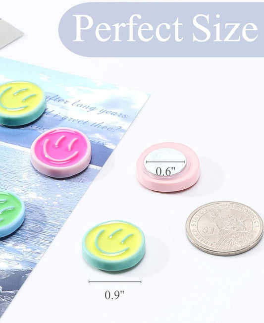 Cute Refrigerator Magnets, Colorful Smile Face Fridge Magnets for Whiteboard Cabinet Locker, Resin Love V1258-DP02-C-63