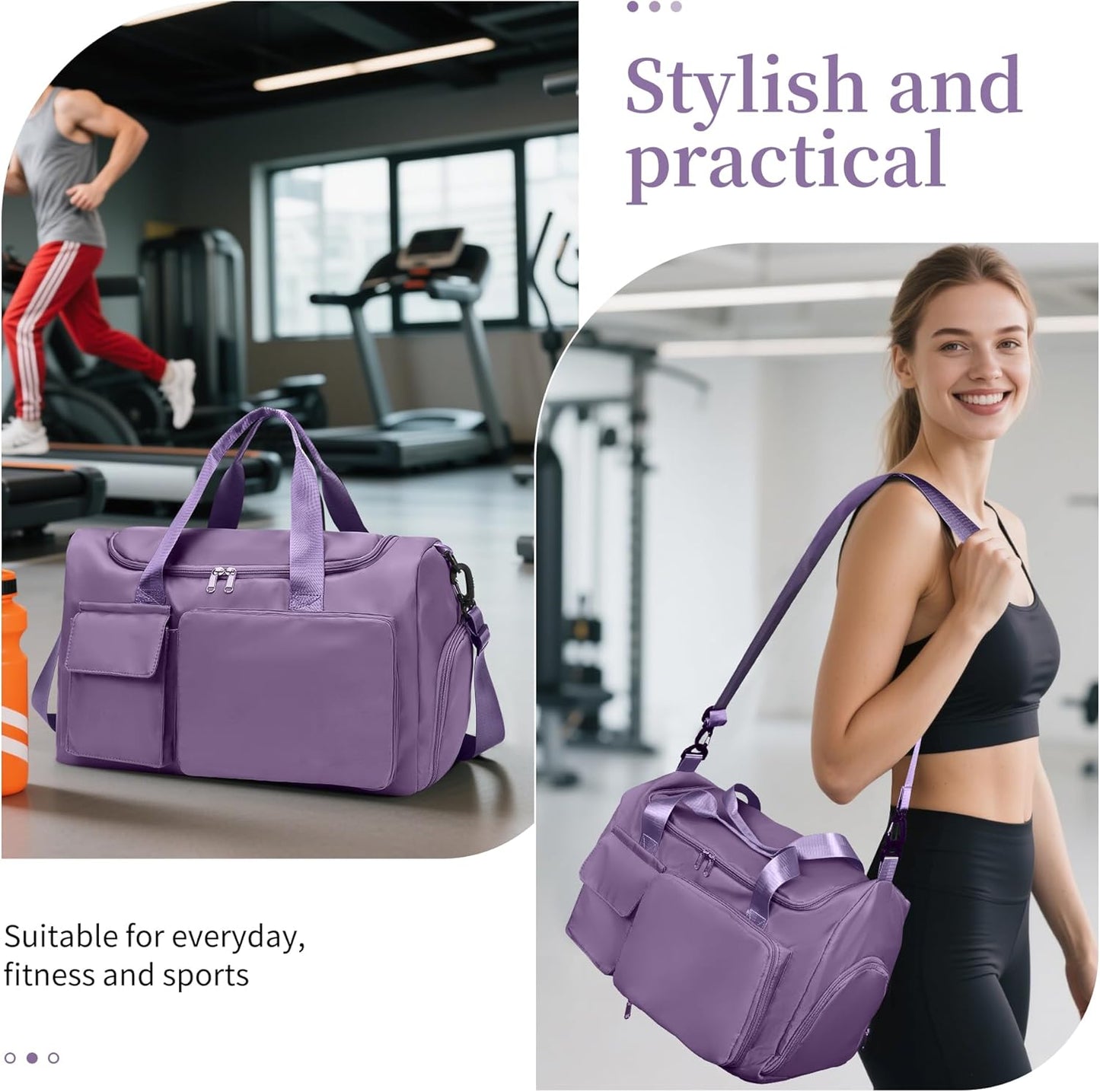 Gym Bag, For Both Men and Women, Foldable, With Shoe Compartment and Wet/Dry Compartment V1258-DP02-C-632
