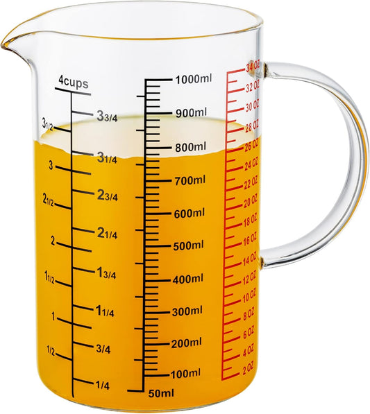 Glass Measuring Cup-[Insulated handle | V-Shaped Spout]-Made of High Borosilicate Glass Measuring Cup for V1258-DP02-C-64