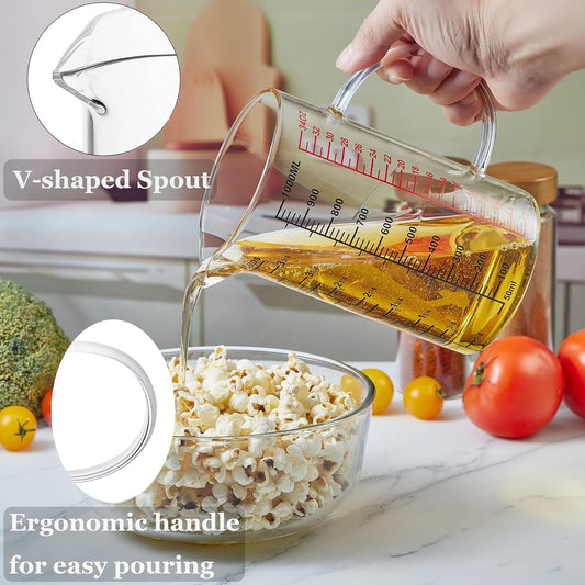 Glass Measuring Cup-[Insulated handle | V-Shaped Spout]-Made of High Borosilicate Glass Measuring Cup for V1258-DP02-C-64