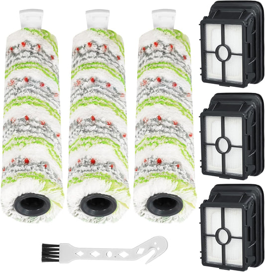 3 Pack Multi-Surface Pet Brush Rolls 2788 and Vacuum Filters 1866 Compatible with Bissell CrossWave Max 2554 V1258-DP02-C-642