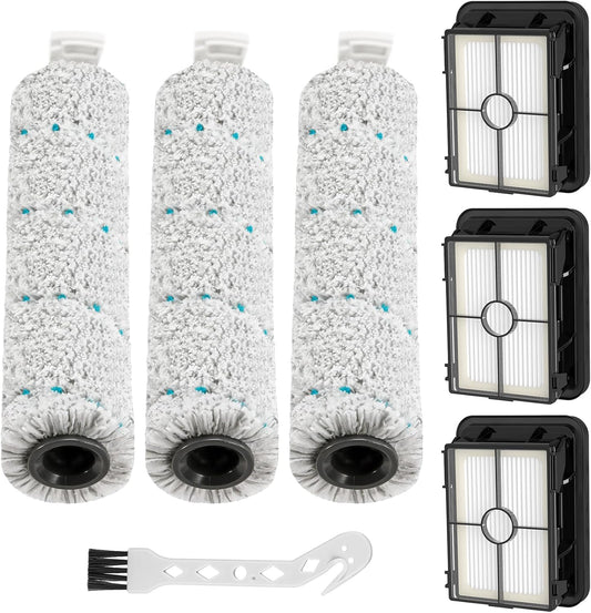 3 Pack Multi-Surface Brush Rolls 2787 and Vacuum Filters 1866 Compatible with Bissell CrossWave Max 2554 V1258-DP02-C-643
