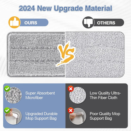 Flat Mop Head Replacement Pads Compatible with Joy-MOOP Mop and Bucket Set, Reusable Washable Squeeze V1258-DP02-C-644