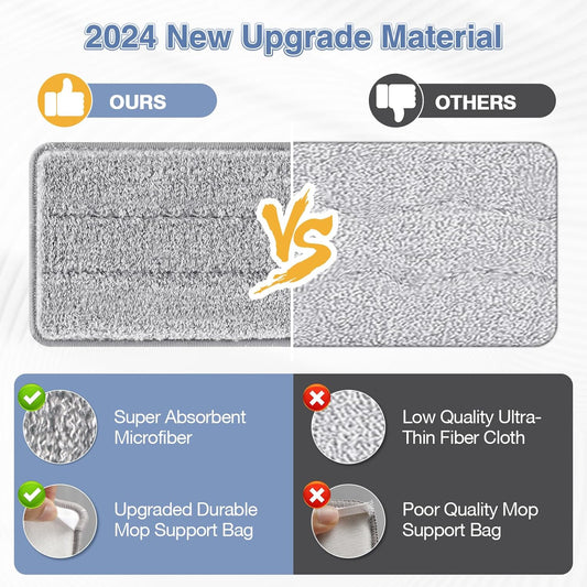 Flat Mop Head Replacement Pads Compatible with Joy-MOOP Mop and Bucket Set, Reusable Washable Squeeze V1258-DP02-C-644