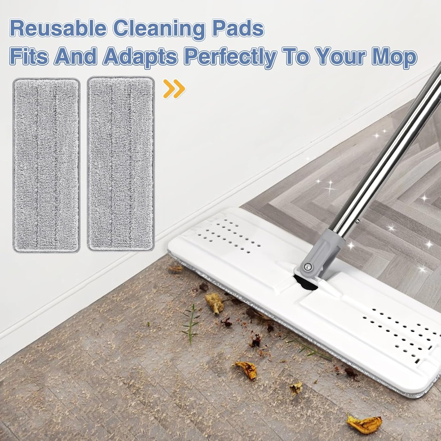 Flat Mop Head Replacement Pads Compatible with Joy-MOOP Mop and Bucket Set, Reusable Washable Squeeze V1258-DP02-C-644