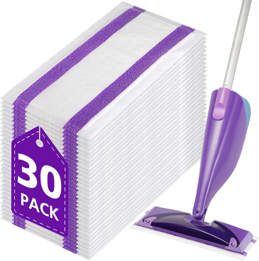 30 Count Spray Mop Pad Refill for Swiffer WetJet Hardwood and Floor Spray Mop, Disposable All Purpose Multi V1258-DP02-C-648