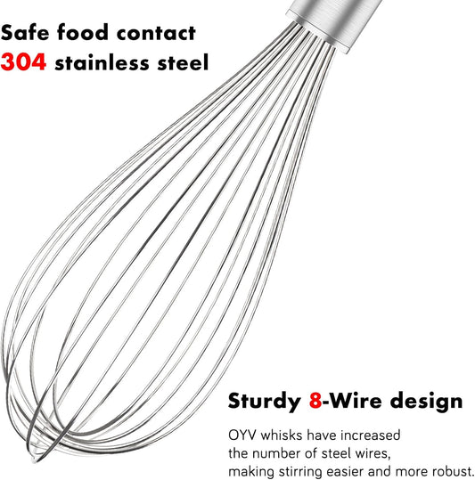 304 Stainless Steel Whisk Set & Rainbow Tongs Set, 3 Pack Metal Whisks and Silicone Tongs for Kitchen Cooking V1258-DP02-C-652