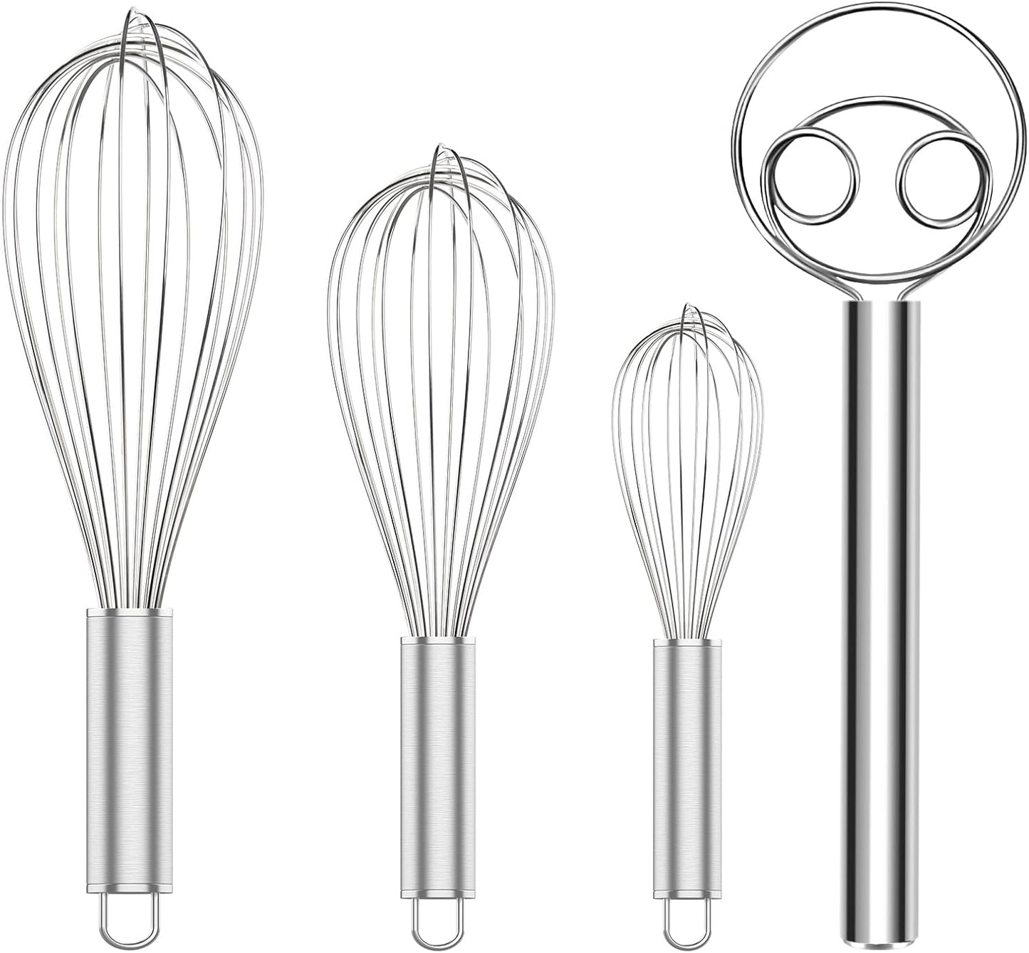 304 Stainless Steel Whisk Set & Danish Dough Whisk, 3 Pack Professional Kitchen Whisks, Metal Whisks for V1258-DP02-C-655