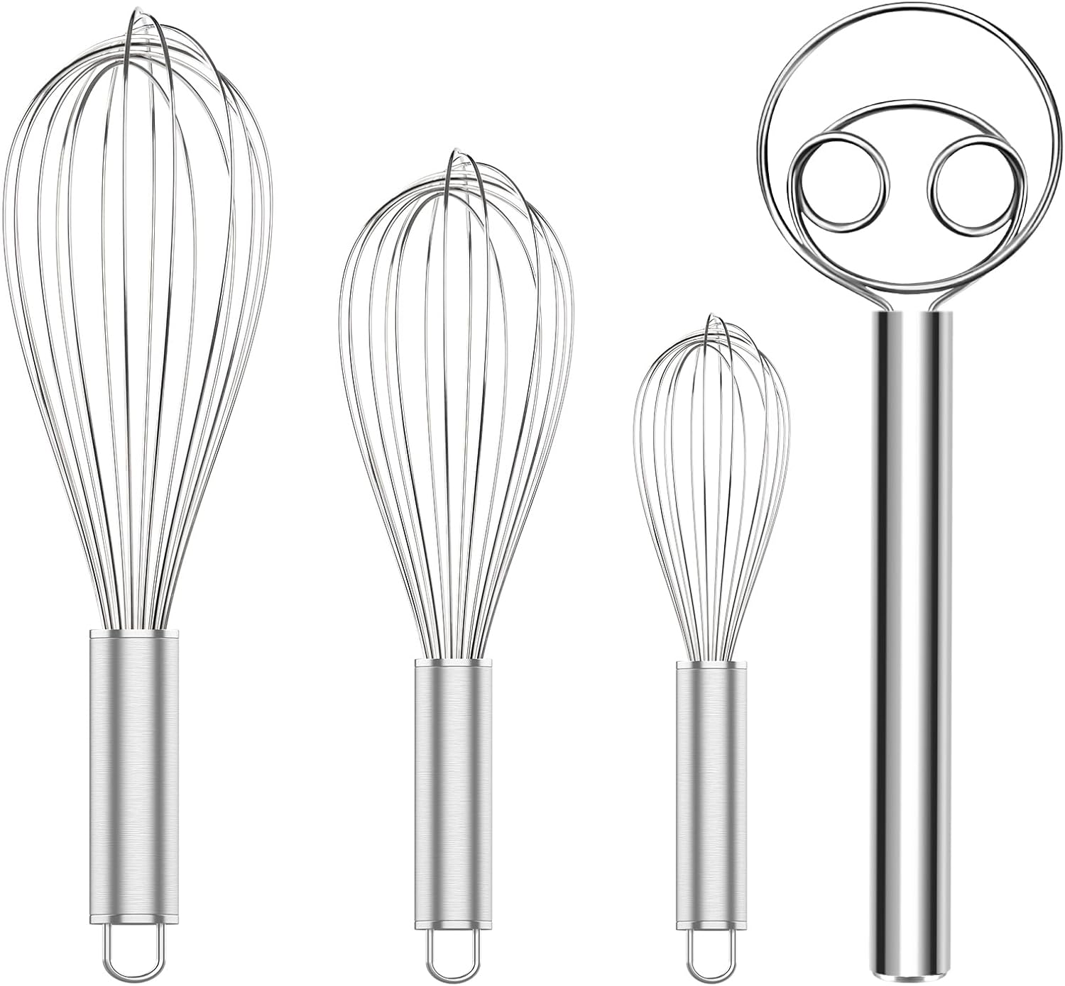 304 Stainless Steel Whisk Set & Danish Dough Whisk, 3 Pack Professional Kitchen Whisks, Metal Whisks for V1258-DP02-C-655