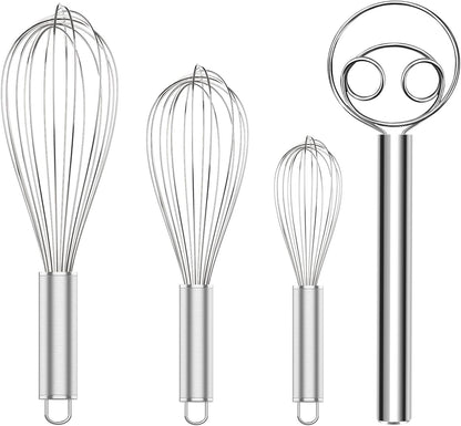 304 Stainless Steel Whisk Set & Danish Dough Whisk, 3 Pack Professional Kitchen Whisks, Metal Whisks for V1258-DP02-C-655