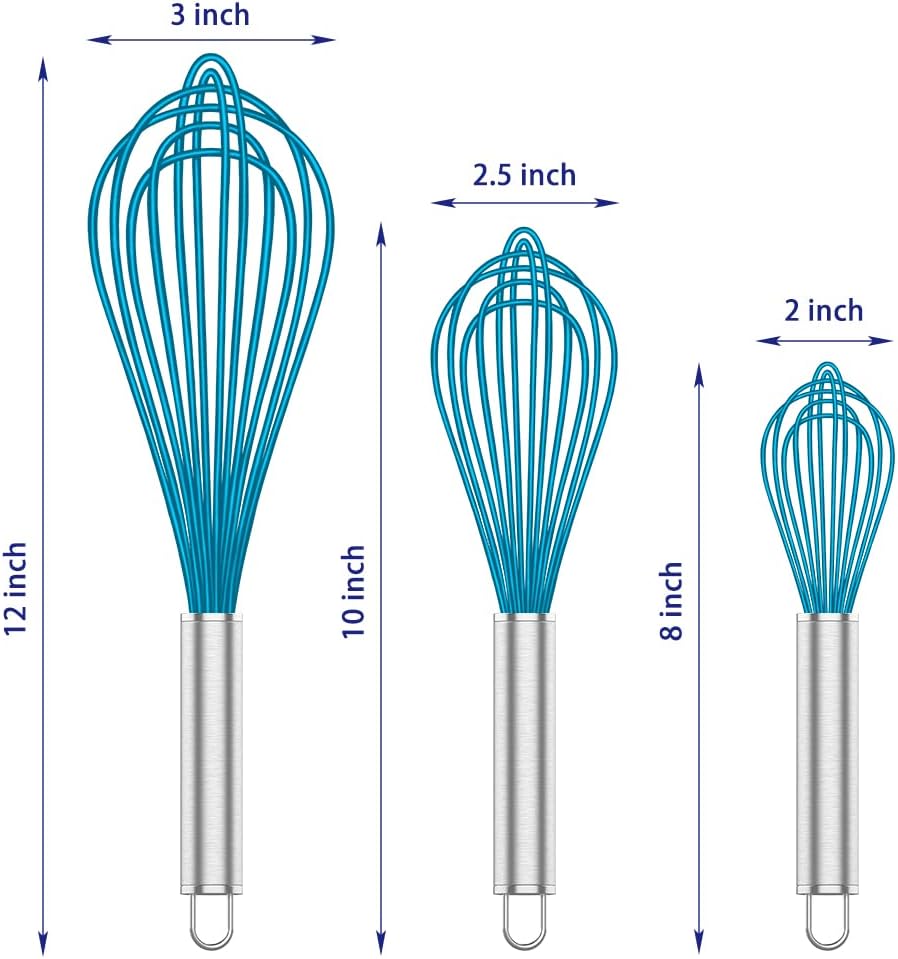 Silicone Whisk & Danish Dough Whisk Set, 4-Piece Silicone Whisks & 9-Inch Dough Whisk for Cooking, Baking, V1258-DP02-C-657