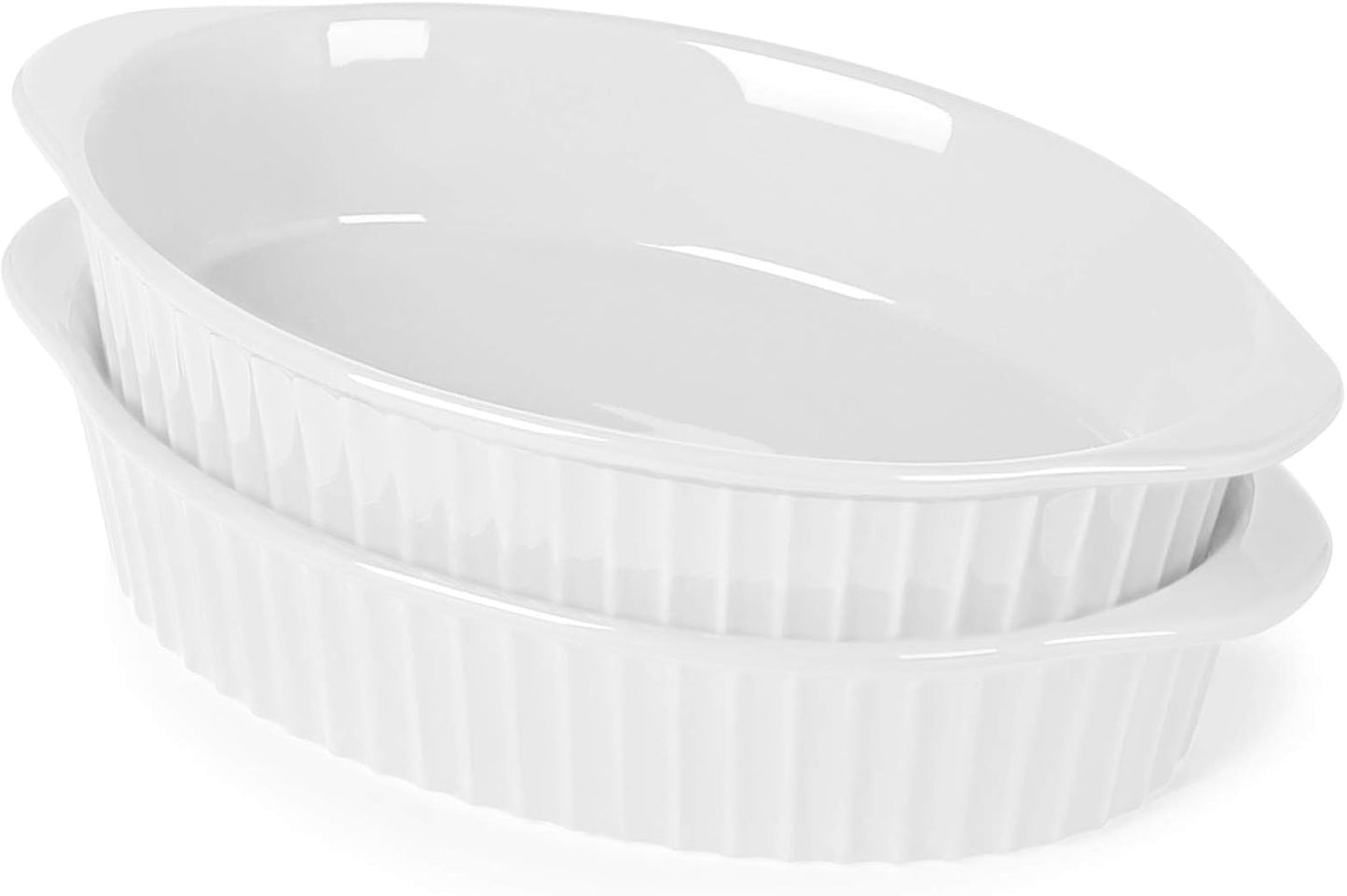 Porcelain Small Oval Au Gratin Pans, Baking Dish Set for 1 or 2 person servings, Bakeware with Double Handle V1258-DP02-C-66