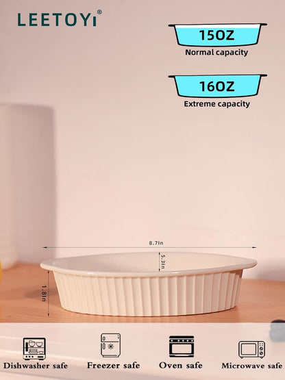 Porcelain Small Oval Au Gratin Pans, Baking Dish Set for 1 or 2 person servings, Bakeware with Double Handle V1258-DP02-C-66