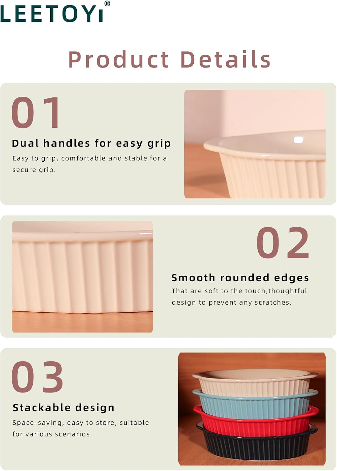 Porcelain Small Oval Au Gratin Pans, Baking Dish Set for 1 or 2 person servings, Bakeware with Double Handle V1258-DP02-C-66