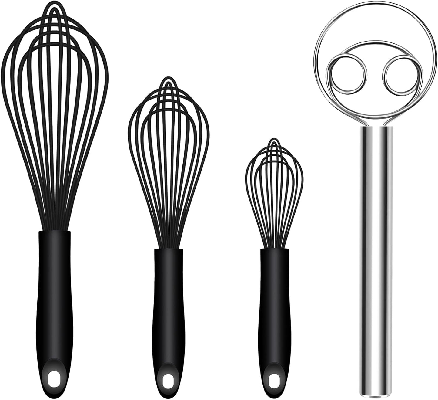 Silicone Whisk & Dough Whisk Set, Kitchen Whisks for Cooking and Baking V1258-DP02-C-660