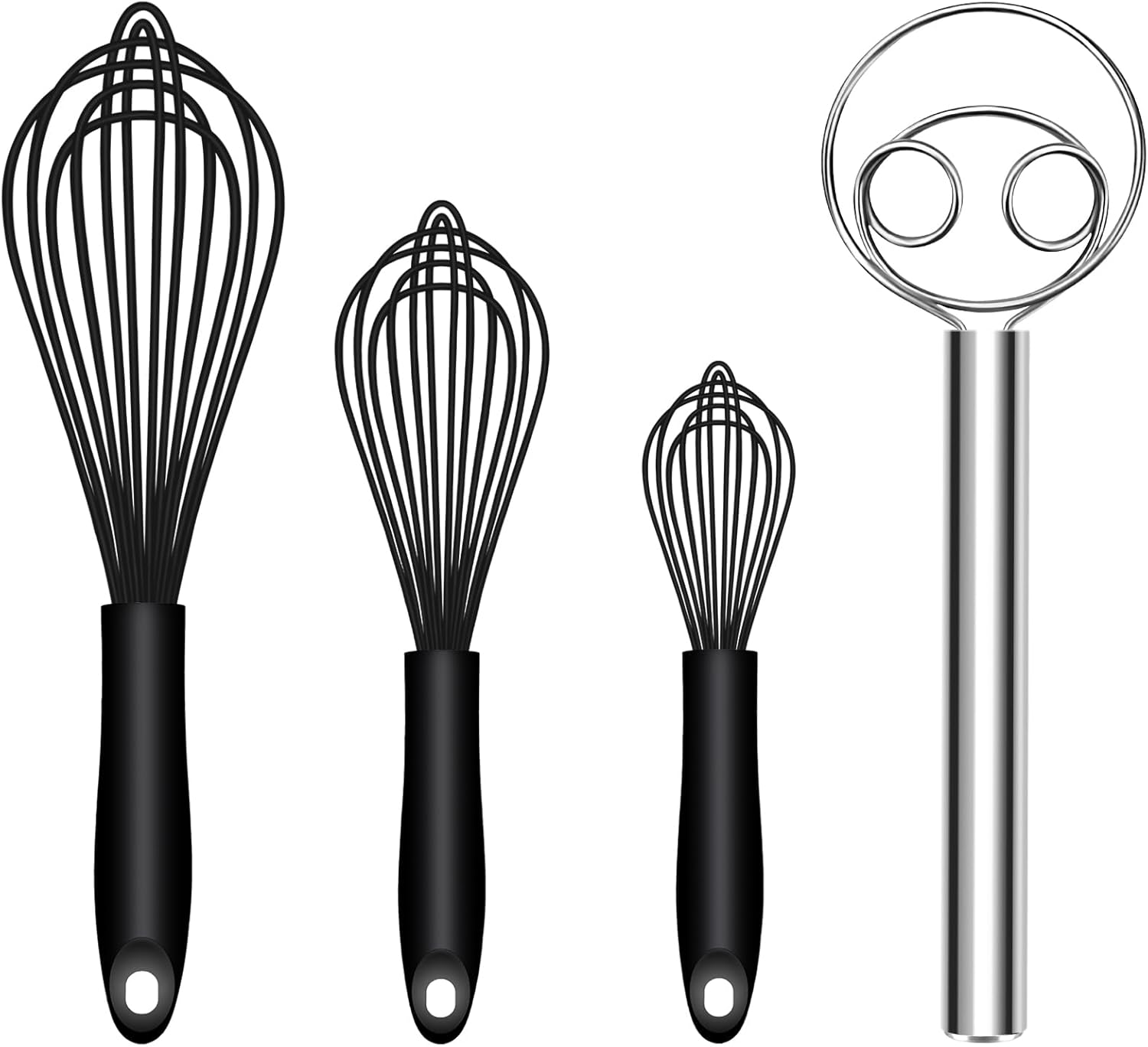 Silicone Whisk & Dough Whisk Set, Kitchen Whisks for Cooking and Baking V1258-DP02-C-660