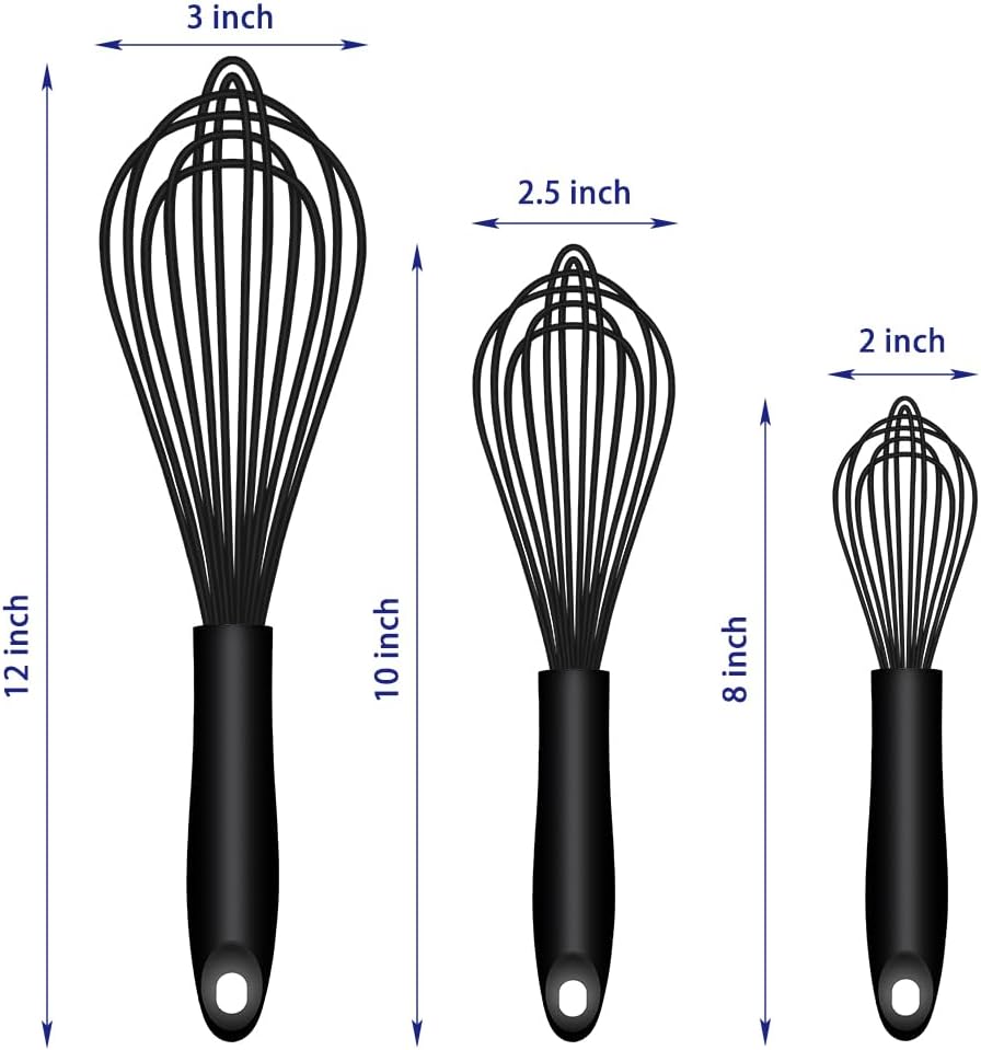 Silicone Whisk & Dough Whisk Set, Kitchen Whisks for Cooking and Baking V1258-DP02-C-660