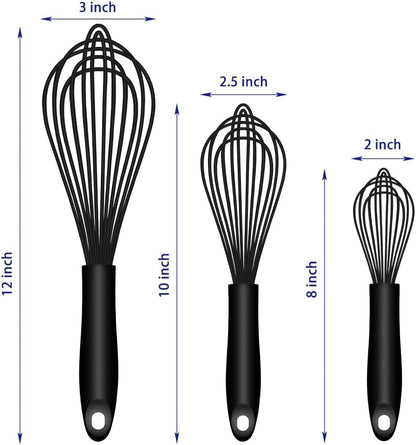 Silicone Whisk & Dough Whisk Set, Kitchen Whisks for Cooking and Baking V1258-DP02-C-660