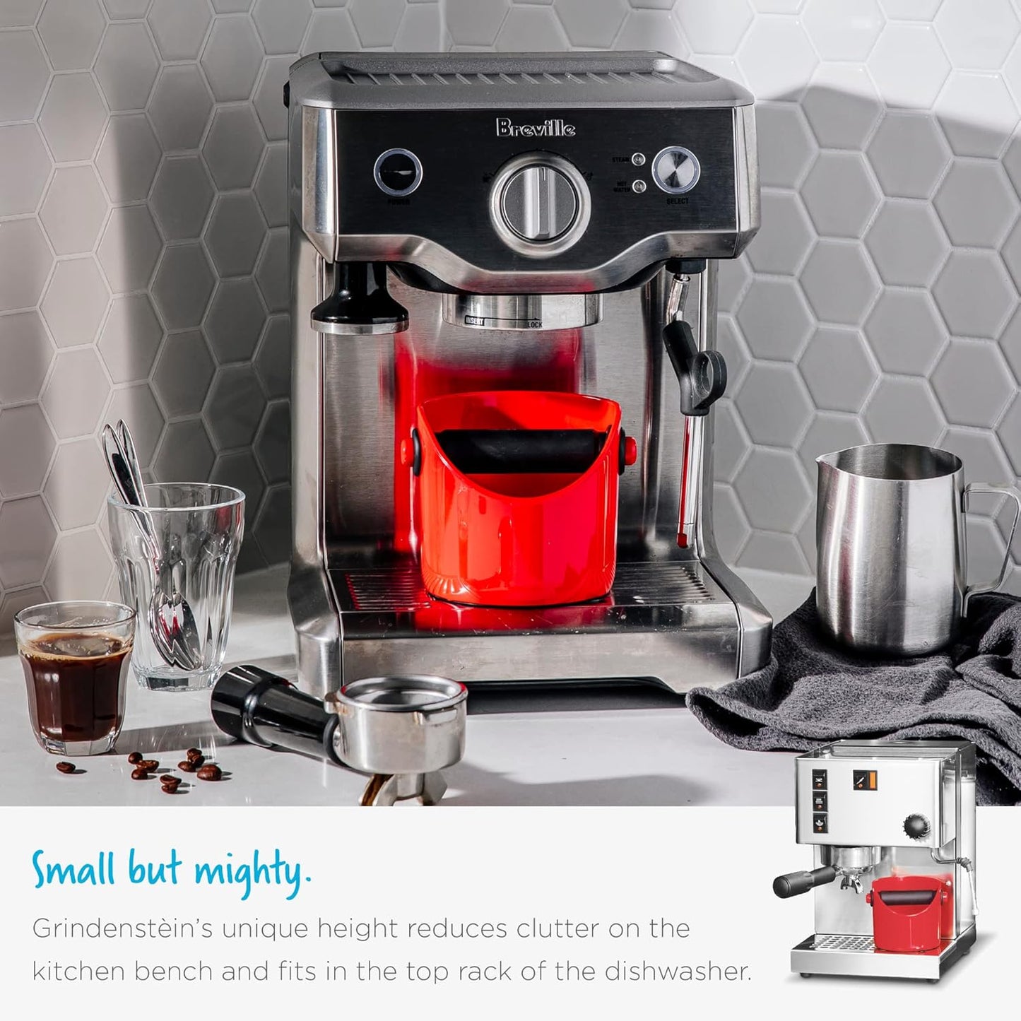 Grindenstein Sturdy, Compact, Modern Space-Saving Espresso Coffee Grind Knock Box - Black V1258-DP02-C-661