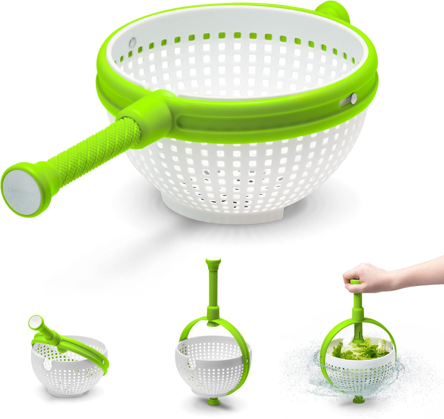 Spina 2-In-1 Easy-To-Use, Collapsible Salad Spinner & Straining Colander for Salad, Fruit, Vegetable, Lettuce V1258-DP02-C-662