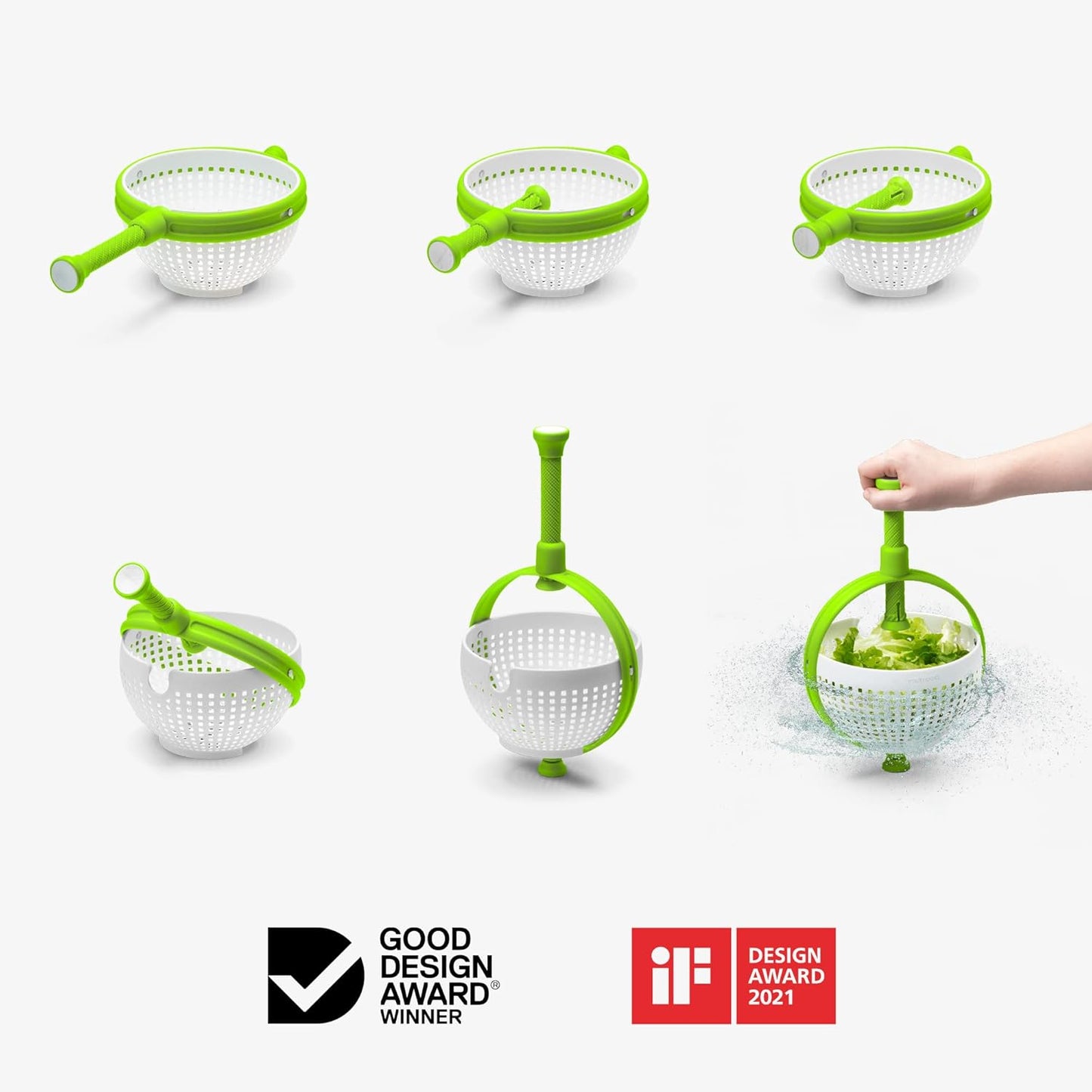 Spina 2-In-1 Easy-To-Use, Collapsible Salad Spinner & Straining Colander for Salad, Fruit, Vegetable, Lettuce V1258-DP02-C-662