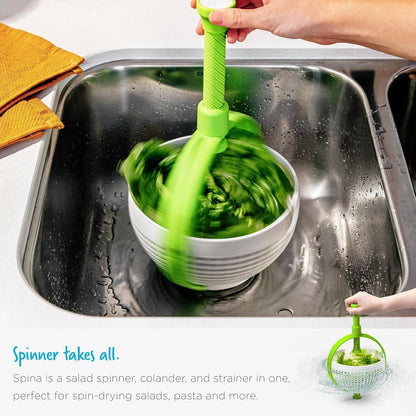 Spina 2-In-1 Easy-To-Use, Collapsible Salad Spinner & Straining Colander for Salad, Fruit, Vegetable, Lettuce V1258-DP02-C-662
