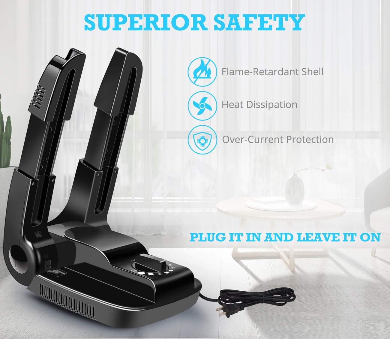 Portable Electric Shoe Glove Boot Dryer Warmer with Folding and Drying Rack V1258-DP02-C-663