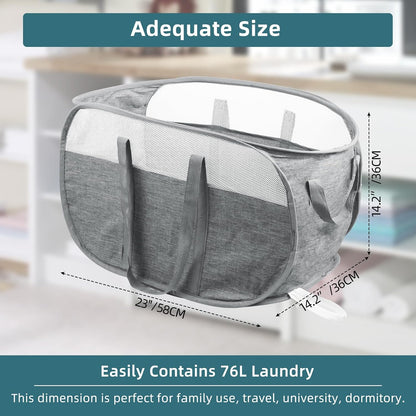 Collapsible Laundry Baskets, Tear Proof Pop Up Laundry Hamper with Dual Handles, Durable Foldable Laundry V1258-DP02-C-664