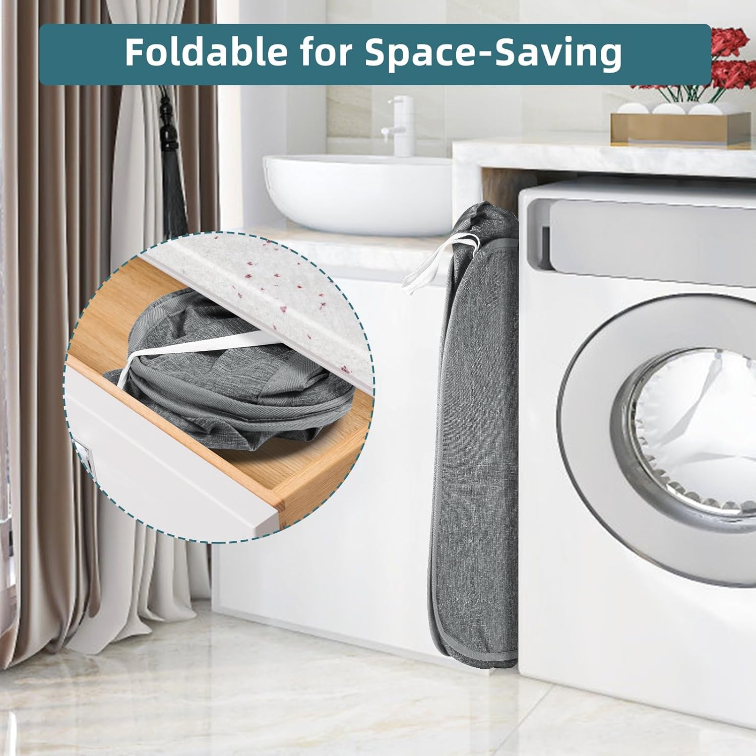 Collapsible Laundry Baskets, Tear Proof Pop Up Laundry Hamper with Dual Handles, Durable Foldable Laundry V1258-DP02-C-664