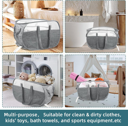 Collapsible Laundry Baskets, Tear Proof Pop Up Laundry Hamper with Dual Handles, Durable Foldable Laundry V1258-DP02-C-664
