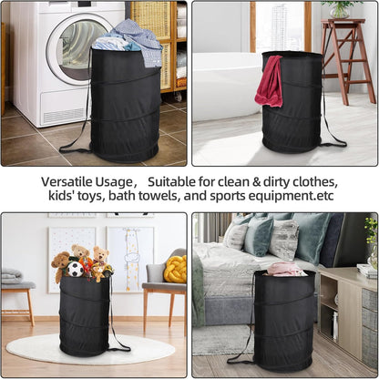 Extra Large 107L Strong Laundry Hamper 17.5" x 27" Collapsible Laundry Baskets with Long Straps Drawstring V1258-DP02-C-665