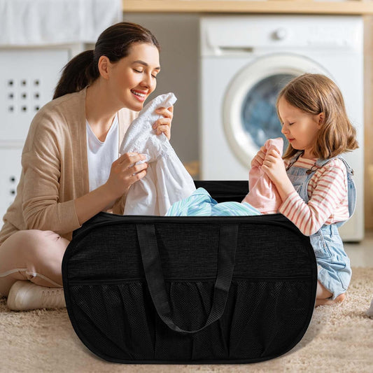 Collapsible Laundry Baskets, Tear Proof Pop Up Laundry Hamper with Lid, Dual Handles Durable Foldable Laundry V1258-DP02-C-666
