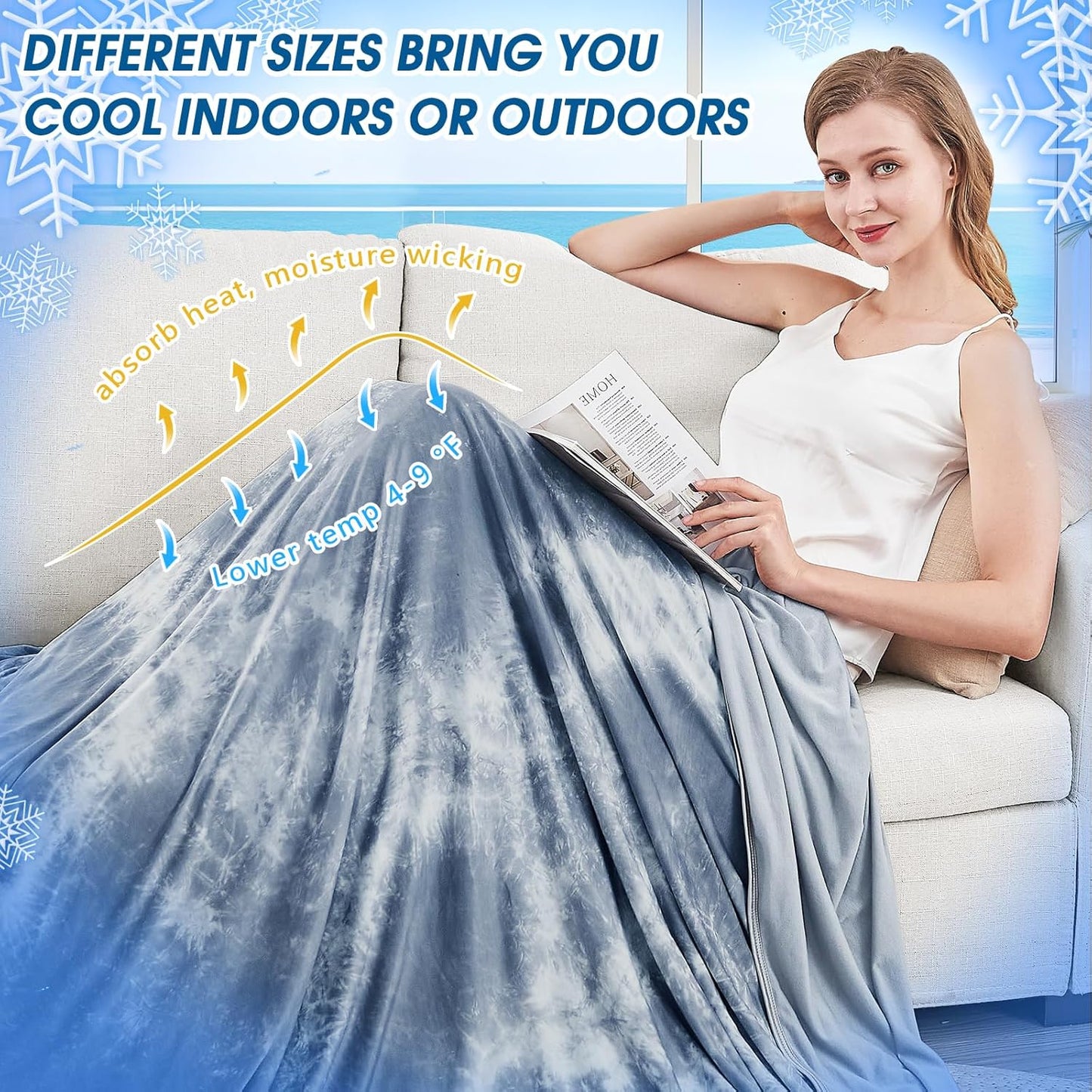 Cooling Blanket King Size for Hot Sleepers Light Blue V1258-DP02-C-672