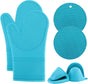 Silicone Oven Mitts- Heat Resistant Gloves with Soft Quilted Lining Oven Mitt Pot Holders for Cooking and V1258-DP02-C-677