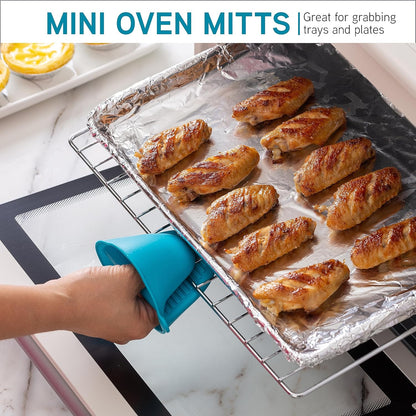 Silicone Oven Mitts- Heat Resistant Gloves with Soft Quilted Lining Oven Mitt Pot Holders for Cooking and V1258-DP02-C-677