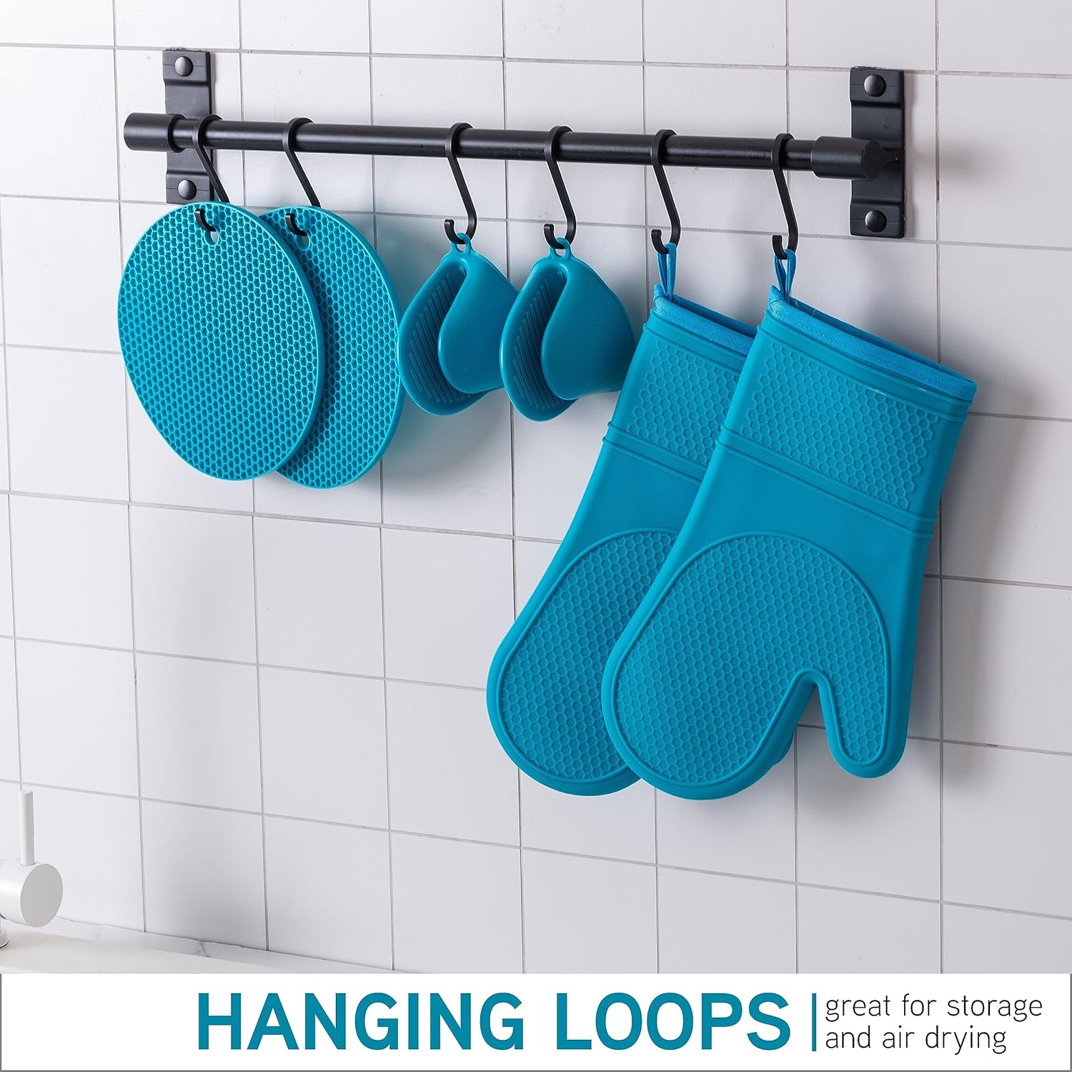 Silicone Oven Mitts- Heat Resistant Gloves with Soft Quilted Lining Oven Mitt Pot Holders for Cooking and V1258-DP02-C-677