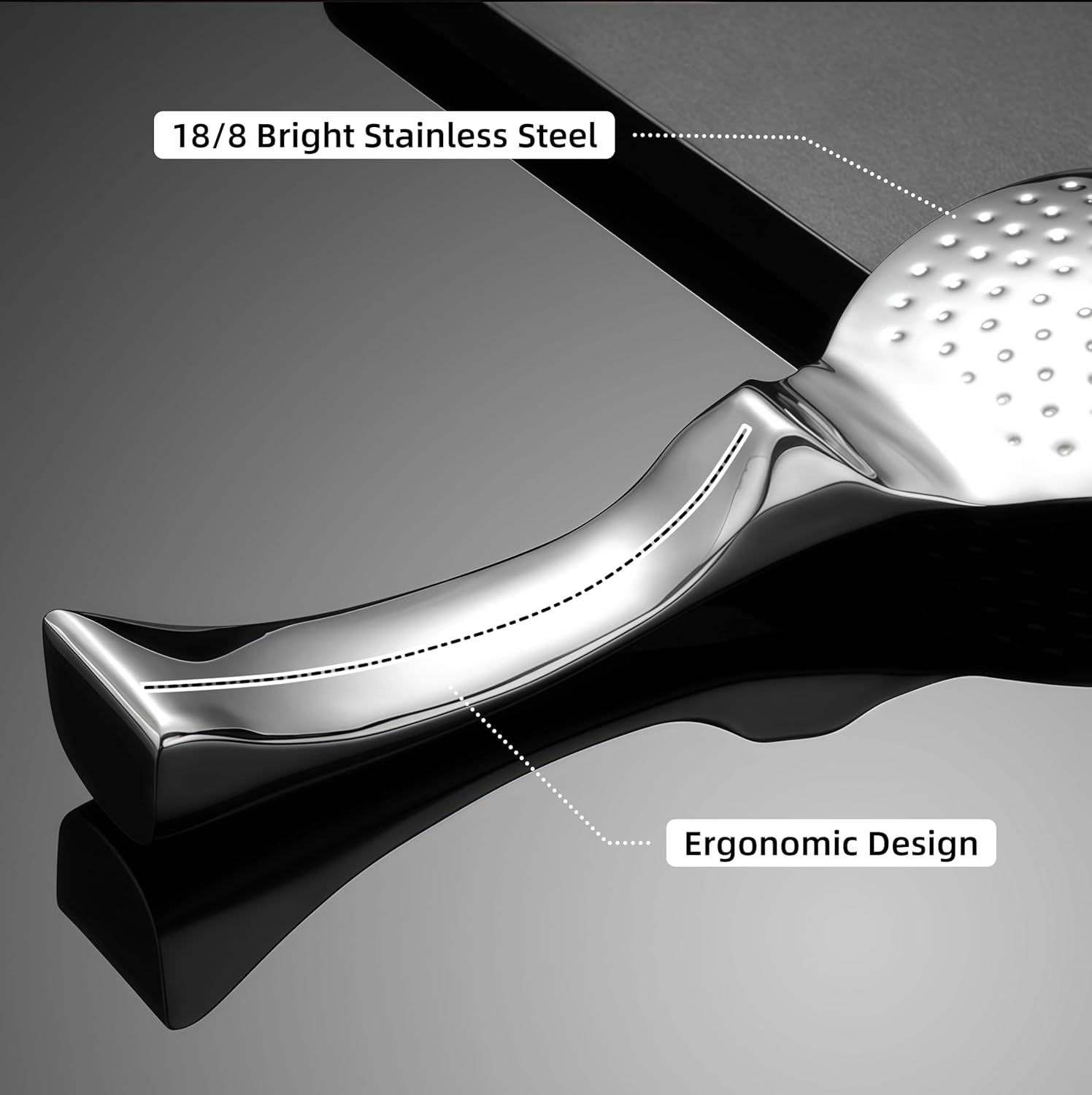18/8 Stainless Steel Rice Paddle, Non-Stick Rice Spoon, Mirror Finish, Stand-Up Design, Serving Spoon for V1258-DP02-C-681