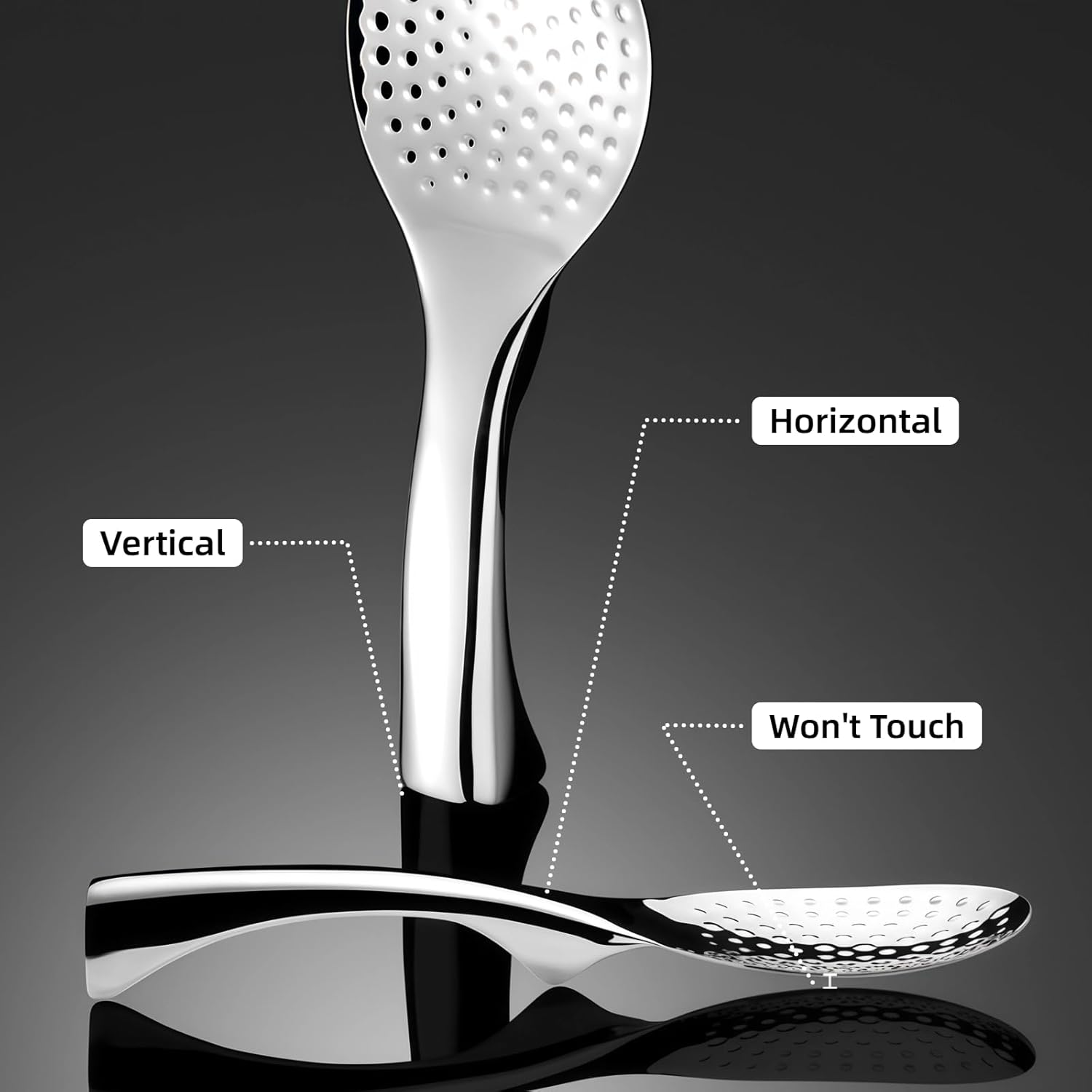 18/8 Stainless Steel Rice Paddle, Non-Stick Rice Spoon, Mirror Finish, Stand-Up Design, Serving Spoon for V1258-DP02-C-681