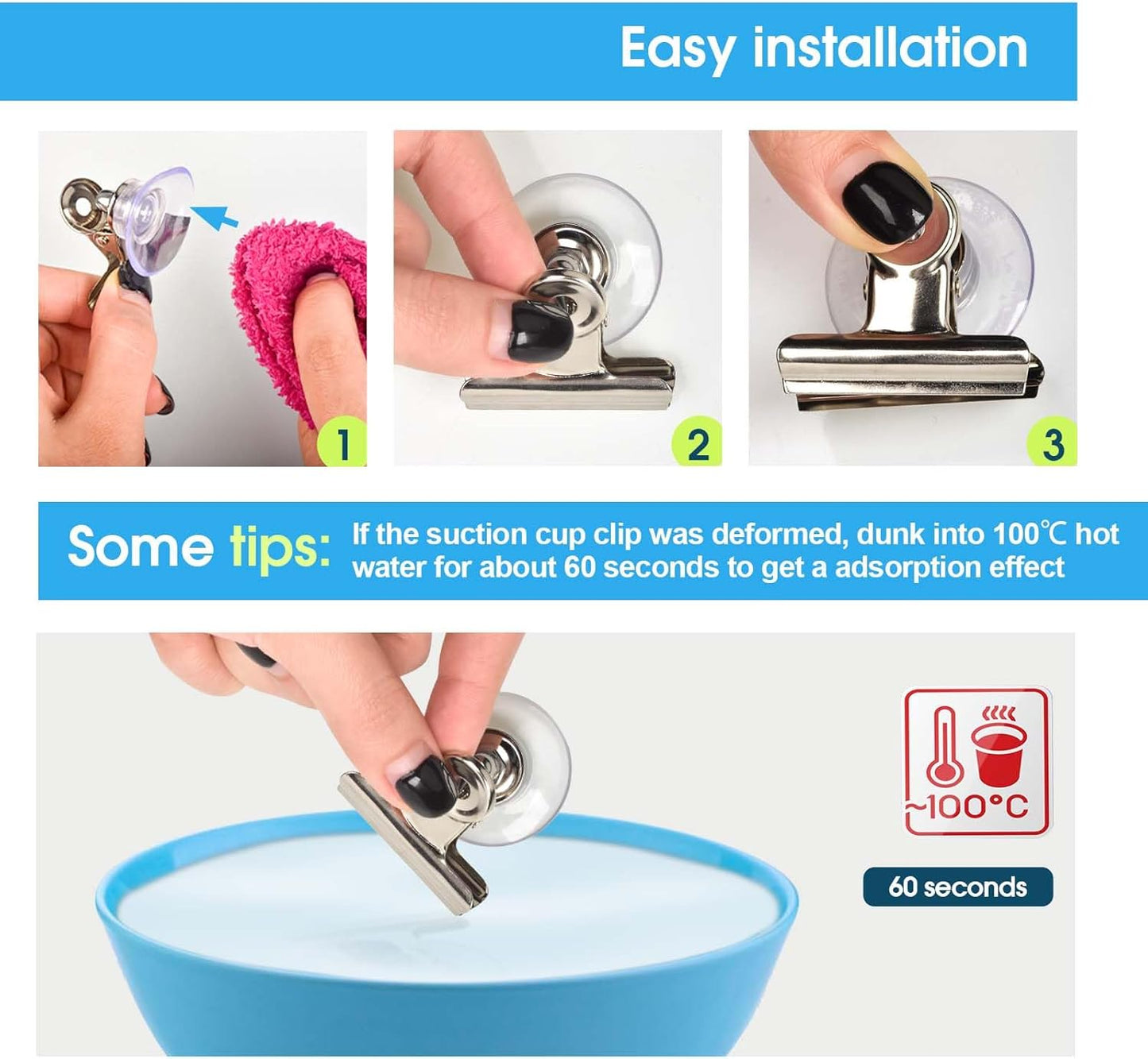 Suction Cup Clips for Windows 24Pcs Suction Clips Clear Suction Cup Clamp Holder Suction Cups with Clips for V1258-DP02-C-689