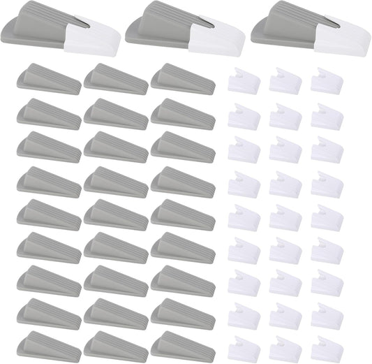 30 Pcs Door Stoppers for Bottom of Door Rubber Door Stop Wedge with Holder Doorstop for Home Office Dorm V1258-DP02-C-690