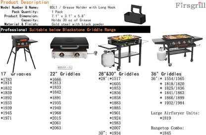 Professional Replacement Blackstone Griddle 17, 22, 28, 30 & 36 inches Grease Cup Foil Tray pan V1258-DP02-C-703
