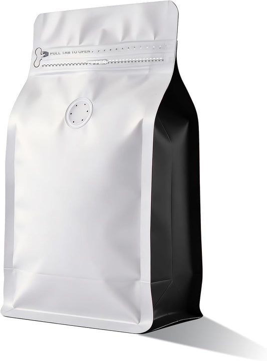 Coffee Bags with Valve(60pcs,16 oz,1 lb) Vented Coffee Beans Packaging Bags High Barrier Aluminumed Foil Flat V1258-DP02-C-705