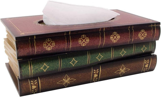 Book Tissue Box Holder Middle Ages Gothic Elegant Antique Vintage Decorative Napkin Tissue Holder Dispenser V1258-DP02-C-707