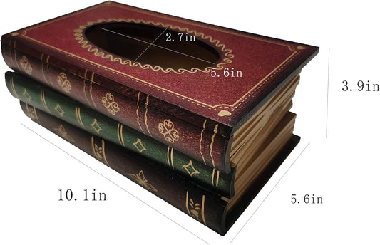 Book Tissue Box Holder Middle Ages Gothic Elegant Antique Vintage Decorative Napkin Tissue Holder Dispenser V1258-DP02-C-707