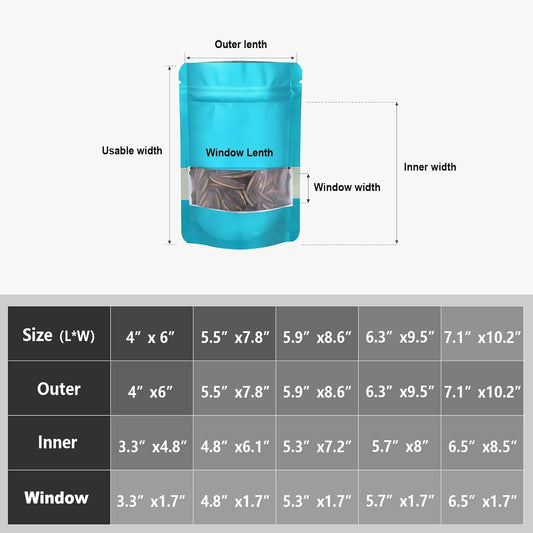 120pcs Mylar Bags for Food Storage+120pcs Holographic Packaging Bags(blue) V1258-DP02-C-714