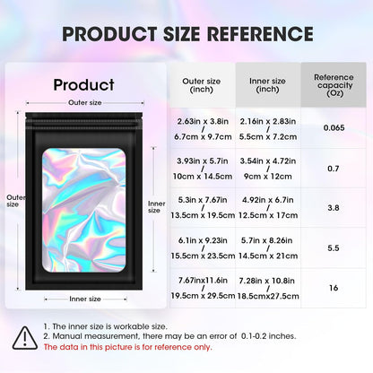 120pcs Mylar Bags for Food Storage+120pcs Holographic Packaging Bags V1258-DP02-C-716