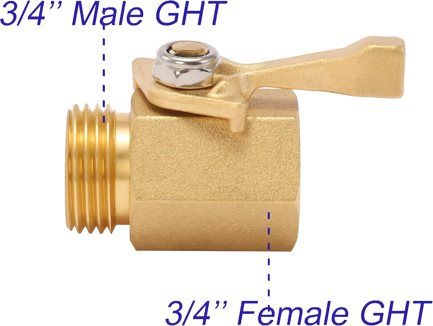 Heavy Duty Brass Garden Hose Shut Off Valve, 3/4 Inch, 2-Pack with 2 Hose Washers V1258-DP02-C-719