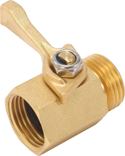 Heavy Duty Brass Garden Hose Shut Off Valve, 3/4 Inch, 2-Pack with 2 Hose Washers V1258-DP02-C-719